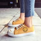 Smiley Face Embroidered Canvas Sneakers