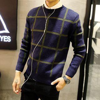 Long-sleeve Check Sweater
