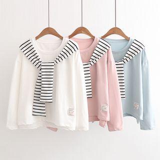 Stripe Shawl Long-sleeve T-shirt