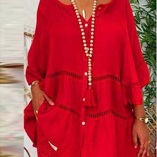 Cut-out 3/4-sleeve Top