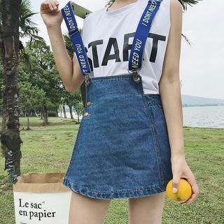 Letter Denim Short Dungaree