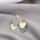 Heart Alloy Dangle Earring 1 Pair - E2735-1 - Green & White - One Size