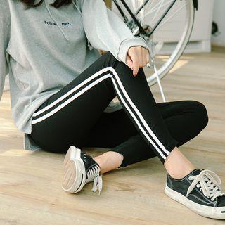 Cropped Contrast-trim Leggings
