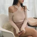 Long-sleeve Cut Out Shoulder Knit Top