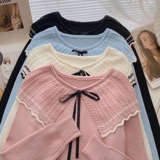Frill Trim Bow-front Sweater