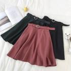 Plain High-waist A-line Flare Skirt