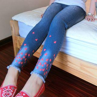 Heart Print Skinny Jeans