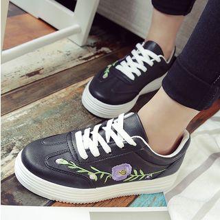 Floral Embroidered Platform Sneakers