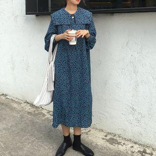 Long-sleeve Leopard Print Midi Dress