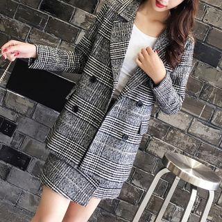 Set: Plaid Blazer + A-line Skirt