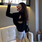 Open Back Hooded Long-sleeve T-shirt
