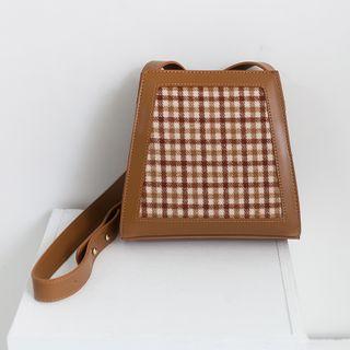 Plaid Panel Crossbody Bag Brown - One Size