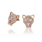 Fashion Brilliant Plated Rose Gold Cheetah Stud Earrings Rose Gold - One Size