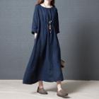 3/4-sleeve Midi Smock Dress