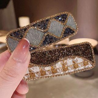 Rhinestone Checker Hair Clip (various Designs) / Set