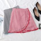 Plaid Ruffle-trim A-line Skirt