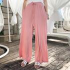 Drawcord Wide Lounge Pants Pink - One Size