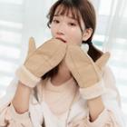 Faux Suede Mittens With String