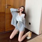 Plain Short-sleeved Top / Sporty Jacket / Sporty Shorts