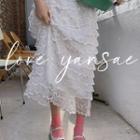 Band-waist Lace-detail Maxi Skirt