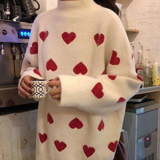 Hear Mock Neck Sweater As Shown In Figure - One Size