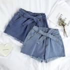 Fray Bow Denim Shorts