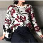 Flower Print Sweater Rose Sweater - One Size