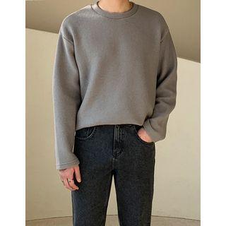 Round-neck Fleece Plain Sweatshirt