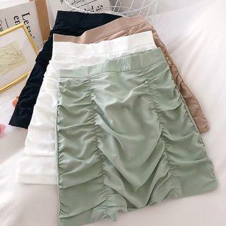 Plain Shirred Mini Skirt