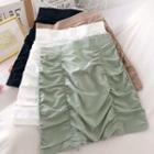 Plain Shirred Mini Skirt