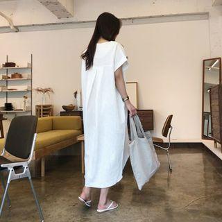 Cap-sleeve Linen Blend Maxi Dress