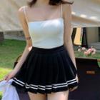 Plain Camisole Top / Light Jacket / Pleated Skirt