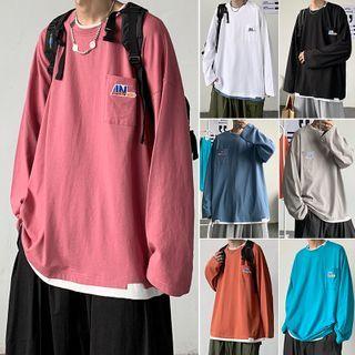 Mock Two-piece Long-sleeve Pocket T-shirt