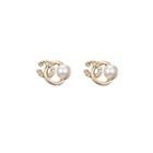 Faux Pearl Rhinestone Earring 1 Pair - 925 Silver - Earrings - One Size