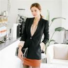 Faux-pearl Buttoned Single-breasted Jacket