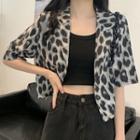 Short-sleeve Printed Cropped Blazer