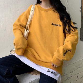 Mock Two-piece Lettering Pirint Sweatshirt