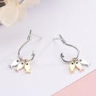 925 Sterling Silver Fish Dangle Earring Es809 - White & Gold & Rose Gold - One Size
