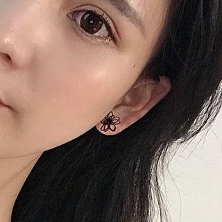 Alloy Flower Earring 0011 - 1 Pair - Earrings - Black - One Size