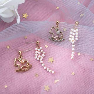 Non-matching Alloy Horse & Bead Dangle Earring