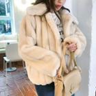 Loose-fit Faux-fur Jacket Beige - One Size