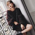 V-neck Sweater Dark Wine Red - One Size