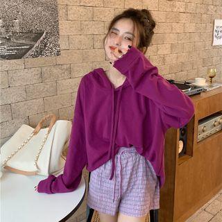 Plain Loose-fit Hoodie / Plaid Shorts