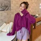 Plain Loose-fit Hoodie / Plaid Shorts
