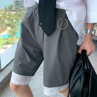 Color Panel High-waist Dress Shorts