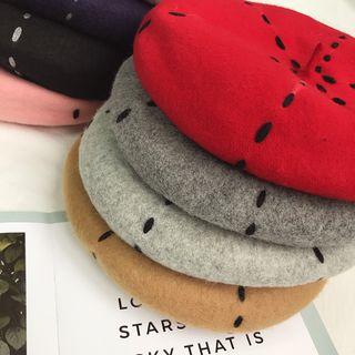 Contrast-trim Beret