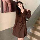 Long-sleeve Asymmetrical A-line Shirt Dress