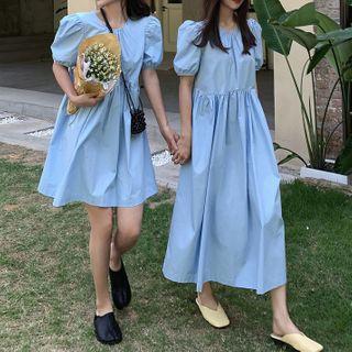 Puff-sleeve Midi A-line Dress / Mini A-line Dress