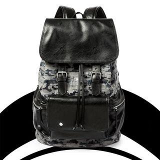 Waterproof Faux Leather Flap Backpack