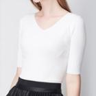 Short-sleeve Rib Knit Top